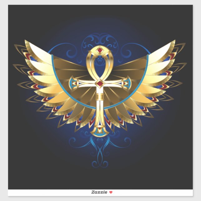 Gold Ankh mit Wings Aufkleber (Blatt)