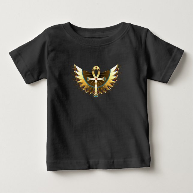 Gold Ankh mit Wings Baby T-shirt (Vorderseite)