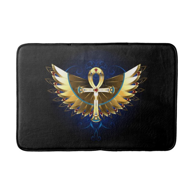 Gold Ankh mit Wings Badematte (Vorderseite)
