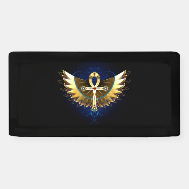 Gold Ankh mit Wings Banner (Horizontal)