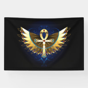 Gold Ankh mit Wings Banner