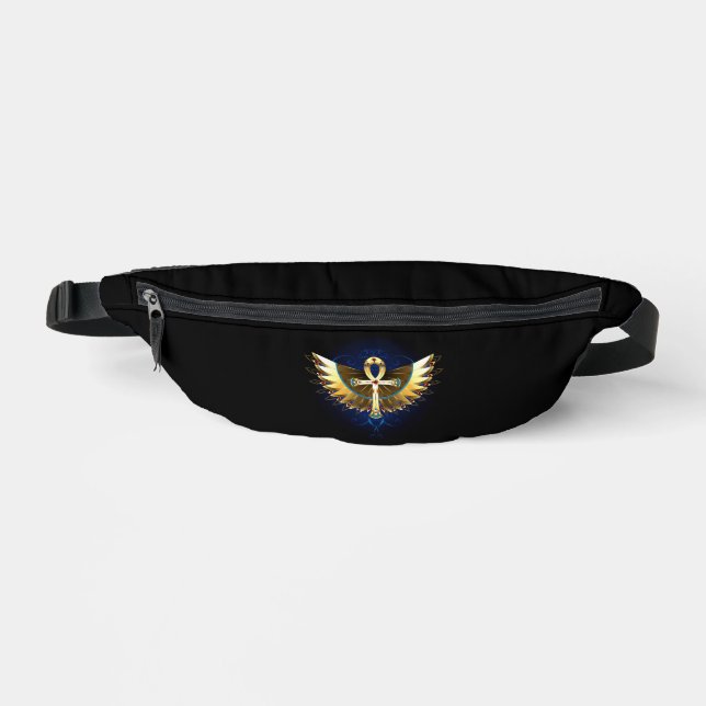 Gold Ankh mit Wings Bauchtasche (Vorderseite)