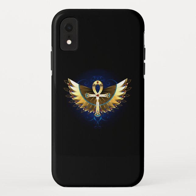 Gold Ankh mit Wings Case-Mate iPhone Hülle (Rückseite)