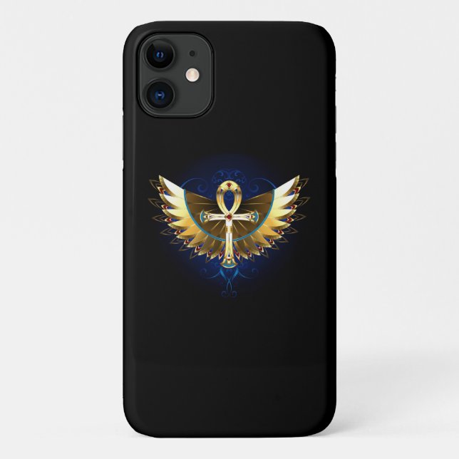 Gold Ankh mit Wings Case-Mate iPhone Hülle (Rückseite)