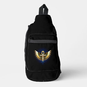 Gold Ankh mit Wings Crossbody Bag