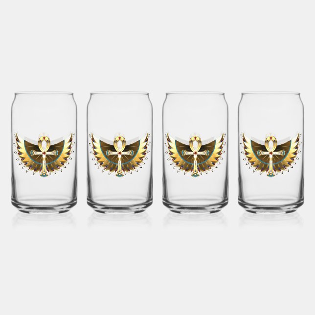 Gold Ankh mit Wings Dosenglas (Vorderseite)