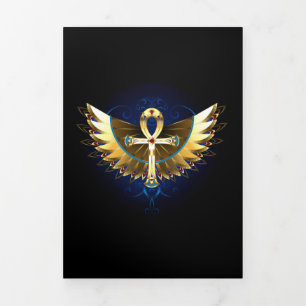 Gold Ankh mit Wings Dreifach Gefaltete Ankündigung