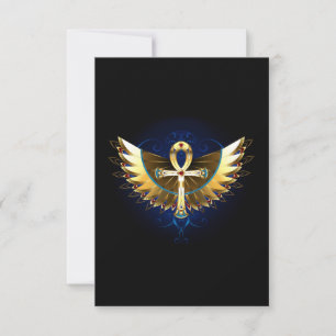 Gold Ankh mit Wings Einladung