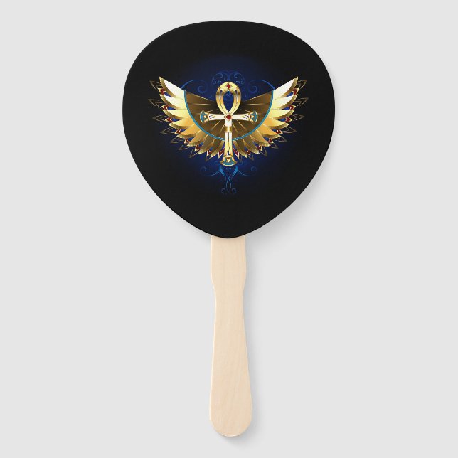 Gold Ankh mit Wings Fächer (Vorderseite)