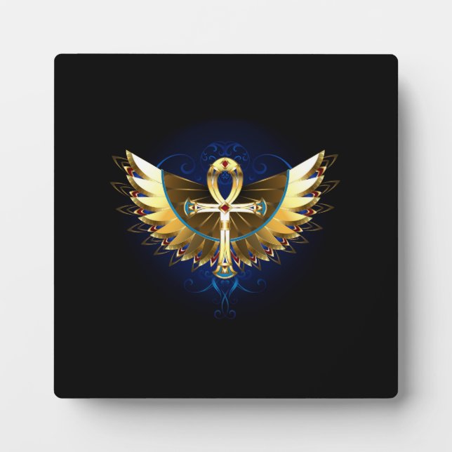 Gold Ankh mit Wings Fotoplatte (Vorderseite)