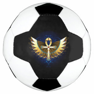 Gold Ankh mit Wings Fußball