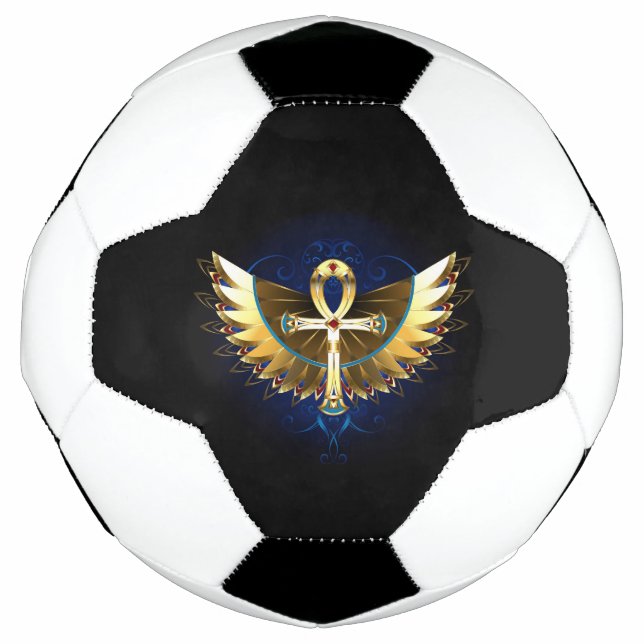 Gold Ankh mit Wings Fußball (Vorderseite)
