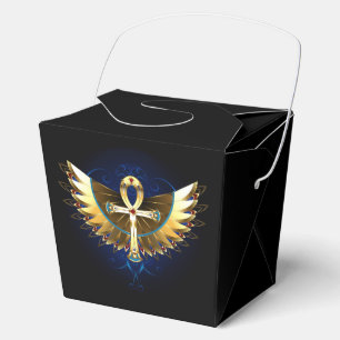 Gold Ankh mit Wings Geschenkschachtel
