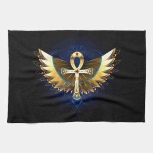 Gold Ankh mit Wings Geschirrtuch