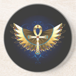 Gold Ankh mit Wings Getränkeuntersetzer