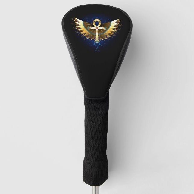 Gold Ankh mit Wings Golf Headcover (Vorderseite)