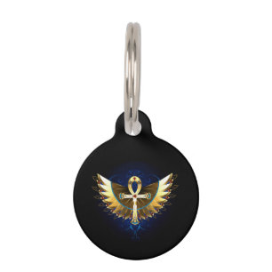 Gold Ankh mit Wings Haustiermarke