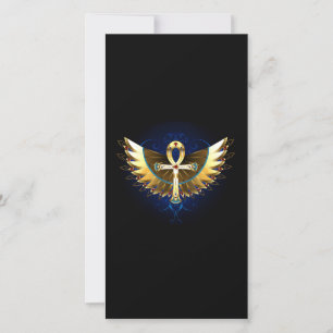 Gold Ankh mit Wings Karte