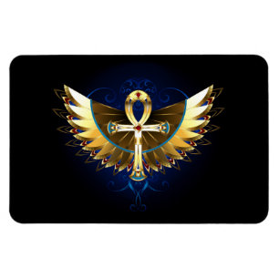 Gold Ankh mit Wings Magnet