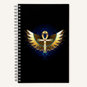 Gold Ankh mit Wings Notizbuch