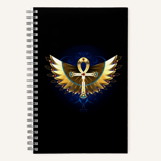 Gold Ankh mit Wings Notizbuch (Vorderseite)