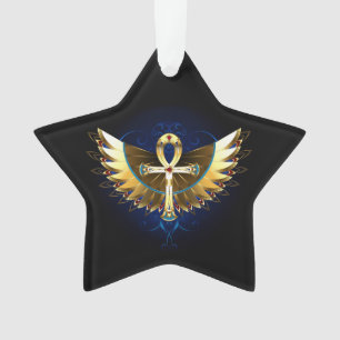 Gold Ankh mit Wings Ornament
