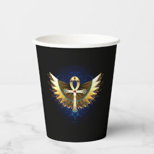 Gold Ankh mit Wings Pappbecher