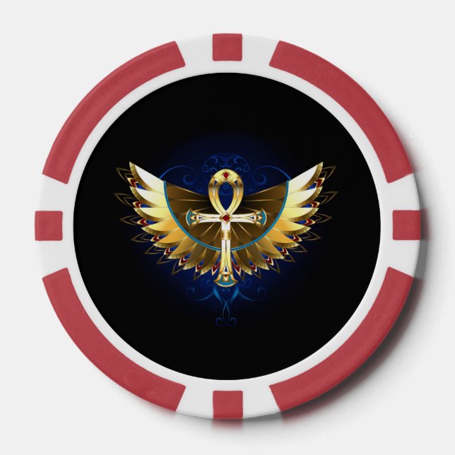 Gold Ankh mit Wings Pokerchips (Vorderseite)