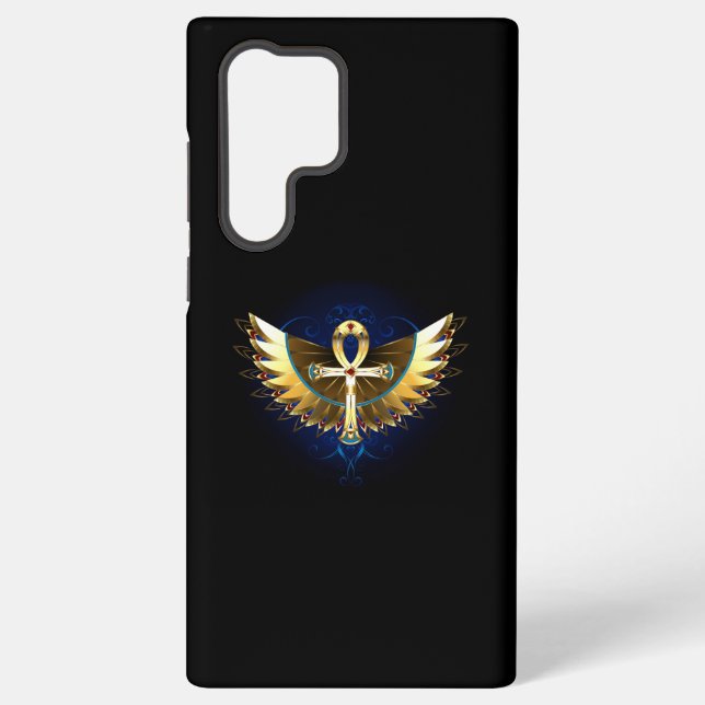Gold Ankh mit Wings Samsung Galaxy Hülle (Rückseite)