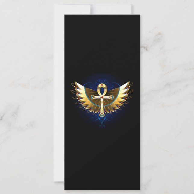 Gold Ankh mit Wings Save The Date (Vorderseite)