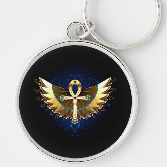 Gold Ankh mit Wings Schlüsselanhänger (Vorne)