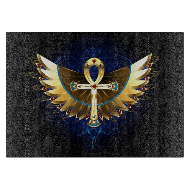 Gold Ankh mit Wings Schneidebrett (Vorderseite)