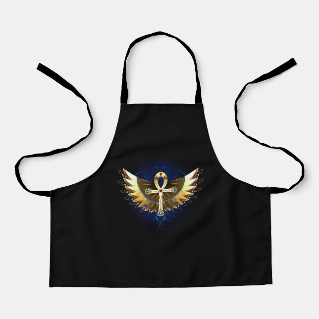 Gold Ankh mit Wings Schürze (Vorderseite)