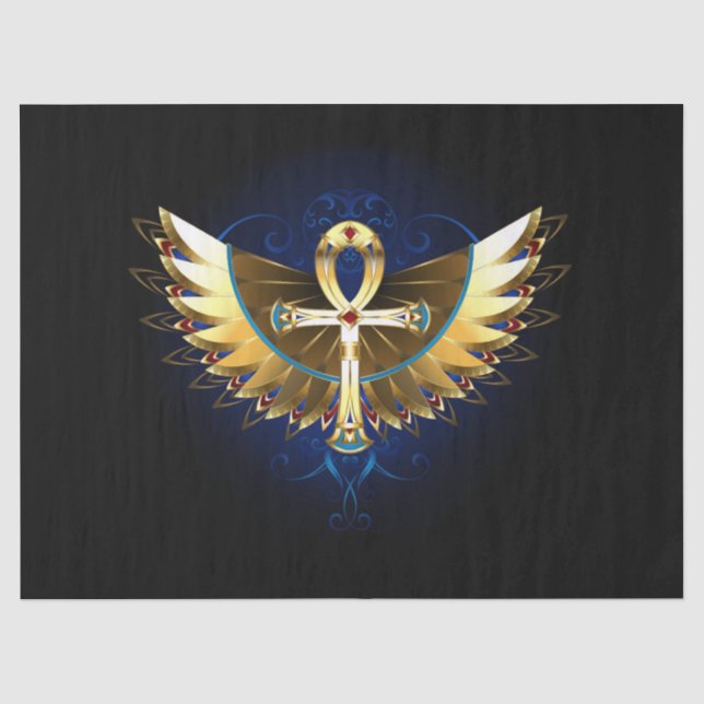 Gold Ankh mit Wings Seidenpapier (Vorderseite)