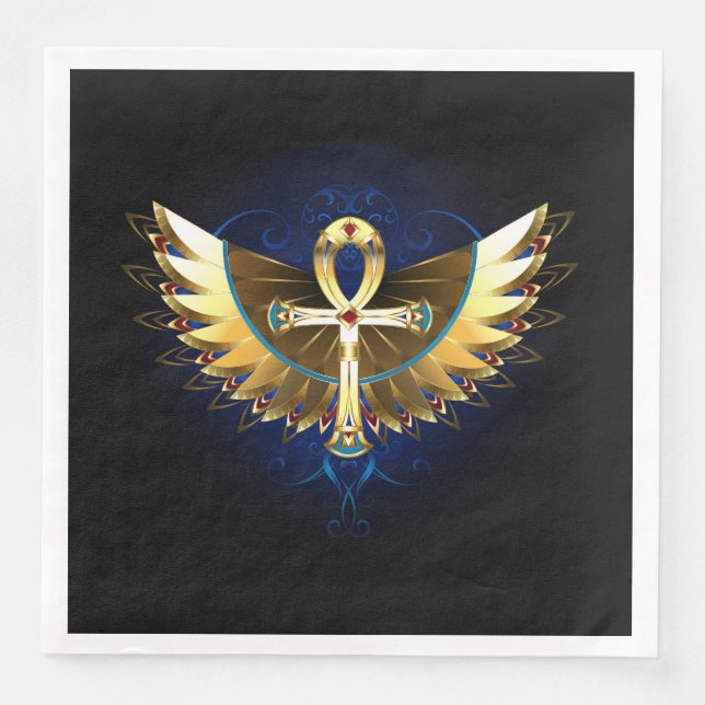 Gold Ankh mit Wings Serviette (Vorderseite)