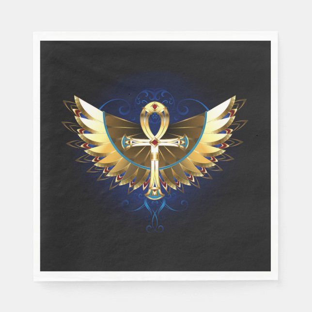 Gold Ankh mit Wings Serviette (Vorderseite)
