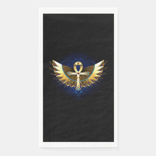 Gold Ankh mit Wings Serviette (Vorderseite)