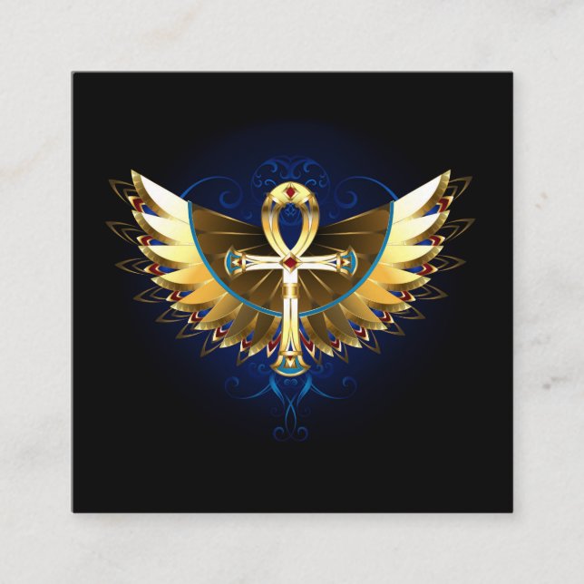 Gold Ankh mit Wings Terminkarte (Vorderseite)