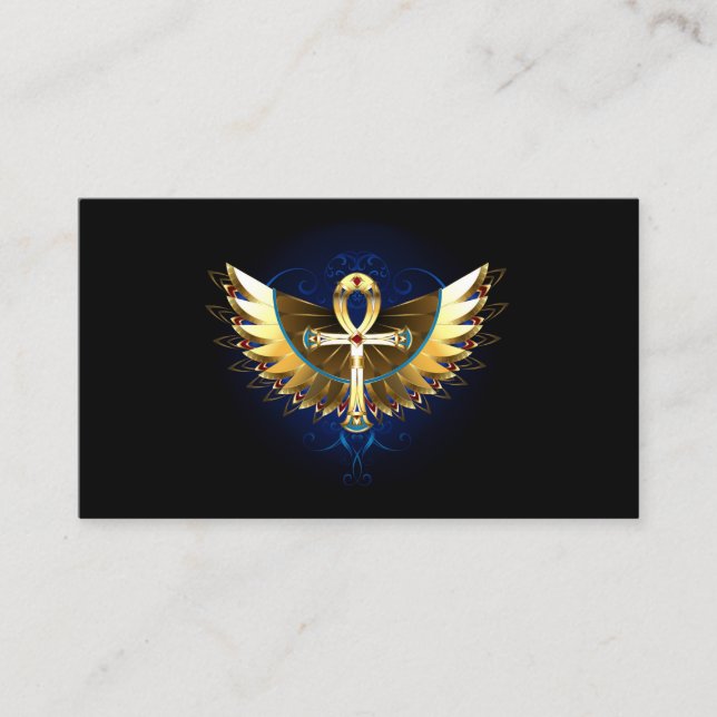 Gold Ankh mit Wings Terminkarte (Vorderseite)