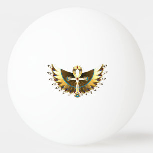 Gold Ankh mit Wings Tischtennisball