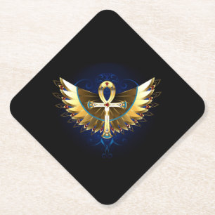 Gold Ankh mit Wings Untersetzer