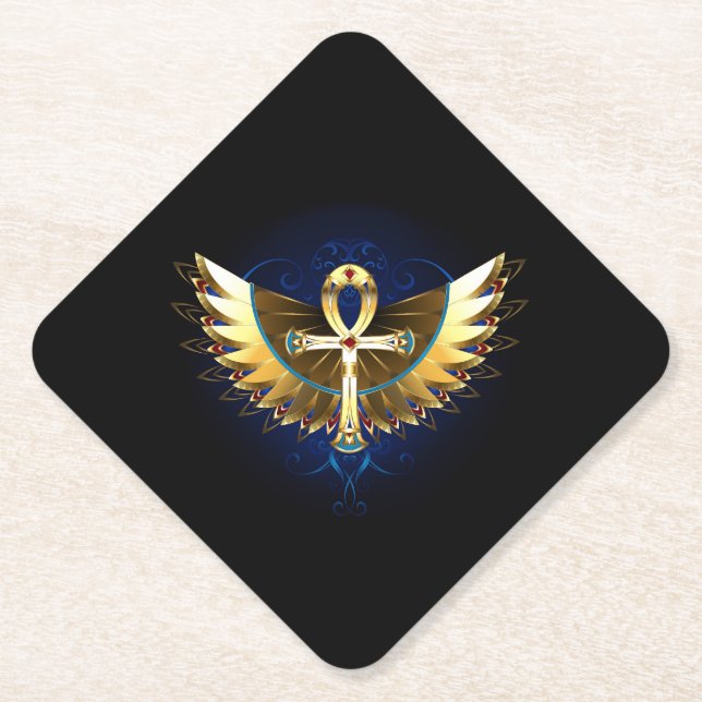 Gold Ankh mit Wings Untersetzer (Vorderseite)