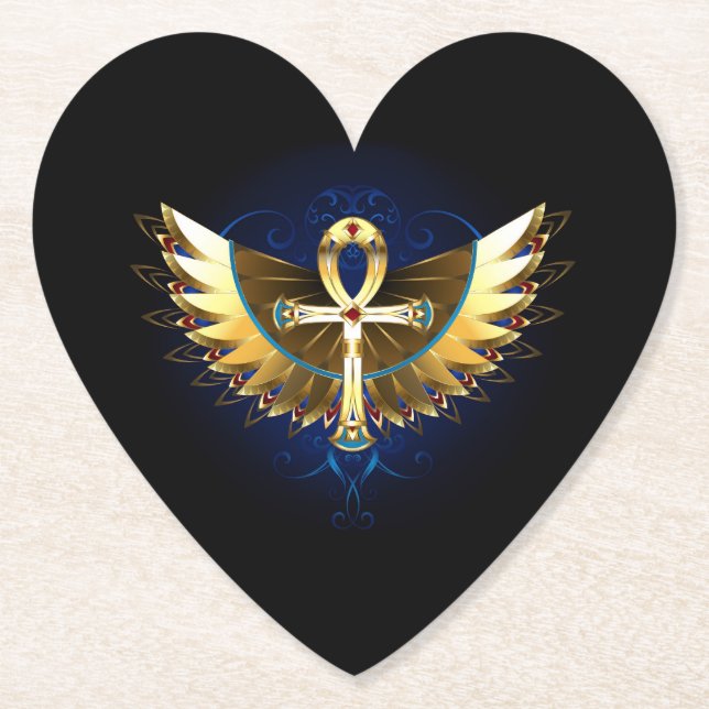 Gold Ankh mit Wings Untersetzer (Vorderseite)