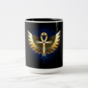 Gold Ankh mit Wings Zweifarbige Tasse