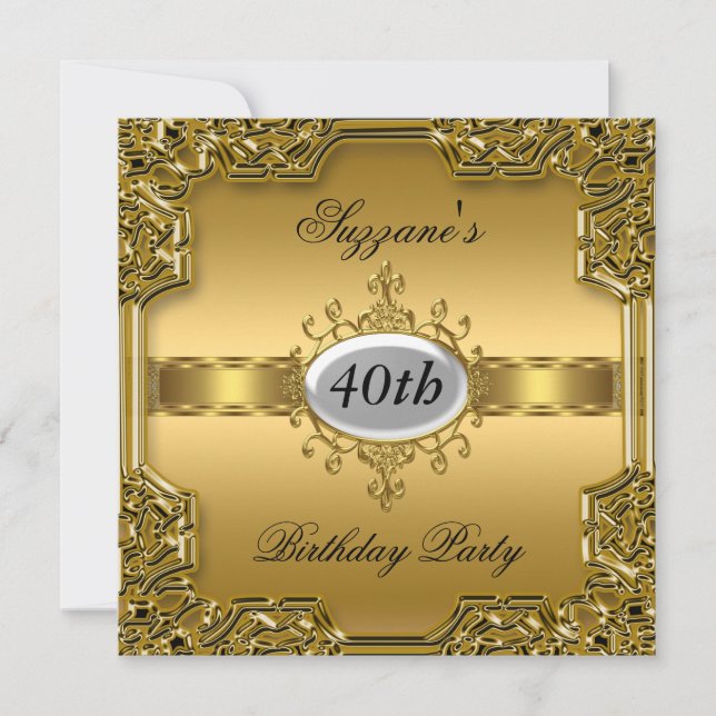 Gold Anniversaire Glamor Hot Invitation Or (Devant)