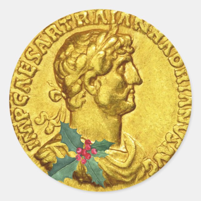 Gold Antiquitäten Cäsar Münzsticker Runder Aufkleber (Vorderseite)