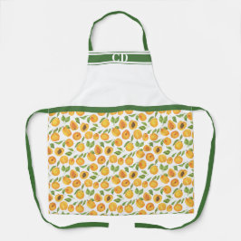 Gold Apricot Botanical All-over Print Monogram Schürze