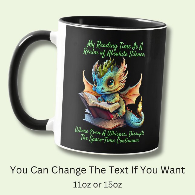 Gold Aqua Baby Dragon Warning Book Voice Tasse (Von Creator hochgeladen)