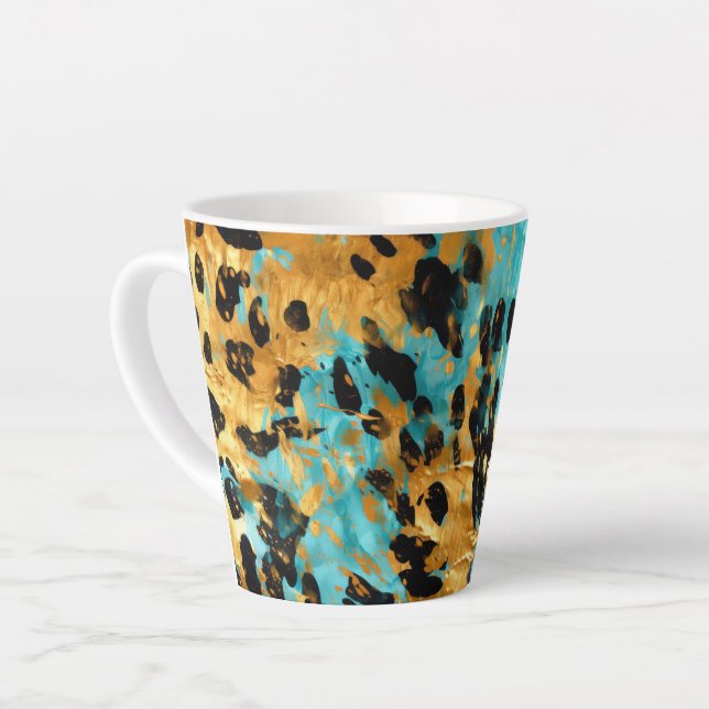 Gold Aqua Black Leopard Milchtasse (Linke Ecke)
