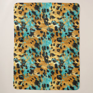 Gold Aqua Black Leopard Sherpadecke